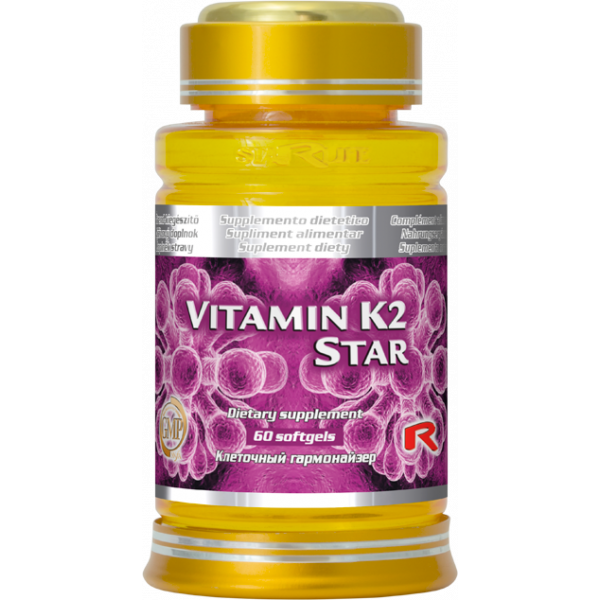 Vitamín K2  s vitamínem D pro vstřebávání vápníku , mineralizaci kostí a funkci cév