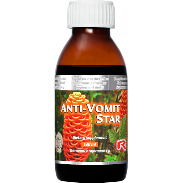 Anti-Vomit star - sirup se zázvorem pro  zlepšení trávení,  únavy a vyčerpání, snižuje pocit nevolnosti při cestování