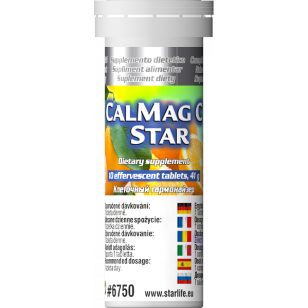 CalMag šumivé tablety s vitaminem C, hořčíkem a vápníkem pro energii, činnost svalů, snížení únavy.