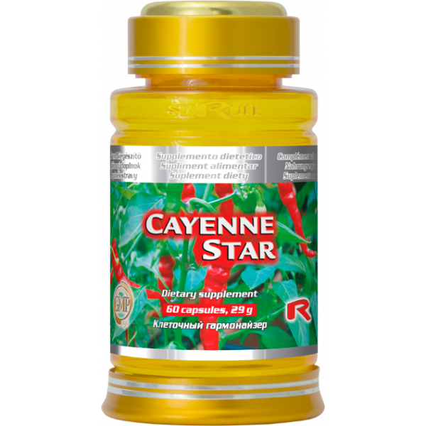 Cayenne star - Kapsaicin podporuje výdej tělesného tepla, podporuje metabolismus tuků a sacharidů